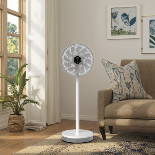 12-Hour Timer 3-Wind Gear White Fan with Remote Control