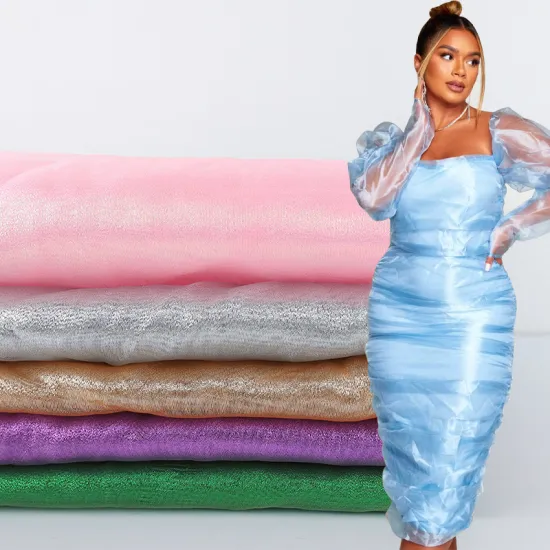 Wholesale 100% Polyester Bridal Fabric: Solid Iridescent Crystal Voile Sheer Silk Organza Chiffon