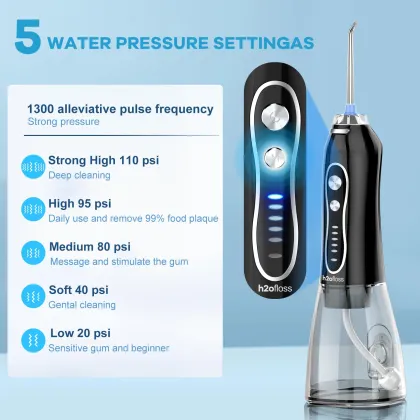 H2ofloss Water Flosser: Cordless Dental Oral Irrigator with IPX7 Waterproof Design