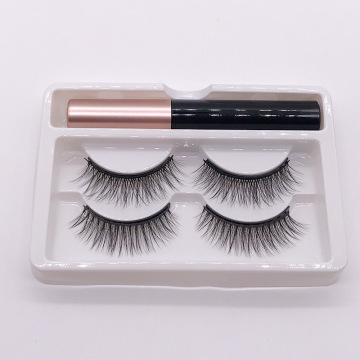 2 coppie all'ingrosso di ciglia magnetiche 3D con 10 magneti ed eyeliner