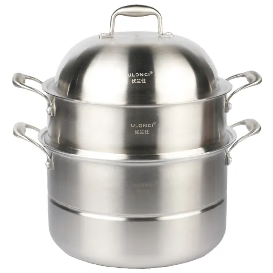 Wholesale and Retail 3 Ply Double Layer Stainless Steel 304 Casserole Induction Grill Pan Soup Pot for Home Kitchen Cooking