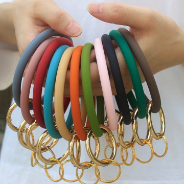 Multi-Color Circular Silicone Bracelet Keychains: Japanese & Korean Style Round Circle Keyrings