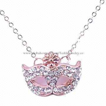 2014 new style mask crystal pendants, rose gold plating
