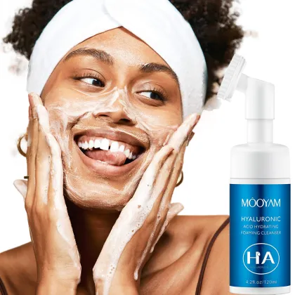 Vegan Hyaluronic Acid Facial Cleanser with Mild Foaming Formula and Hydrating Bubble Brush