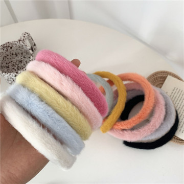 Candy Color Plush Wide Headbands for Women and Girls