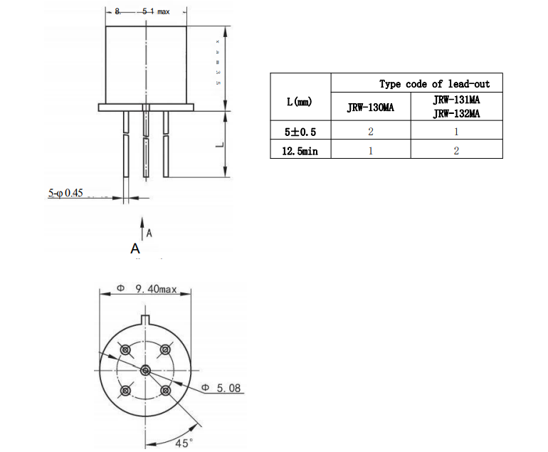 JRW-130MA TO-5 dimensional and application data