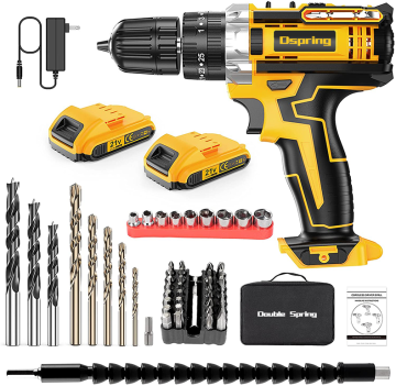 18V/24V draagbare draadloze schroevendraaierboor met borstelloze motor en twee batterijen
