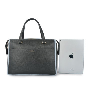 Contrast Color Women OL Genuine Briefcase Business Bag