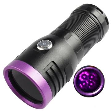 강력한 4pcs 4 코어 365nm UV 손전등 : 충전식 랜턴 기능을 갖춘 검은 거울 퍼플 라이트 감지 토치