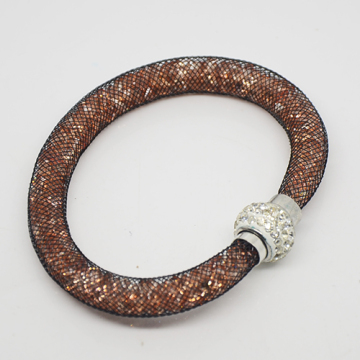 Fashion bling round mesh bracelet with resin crystal beads jewelry for party