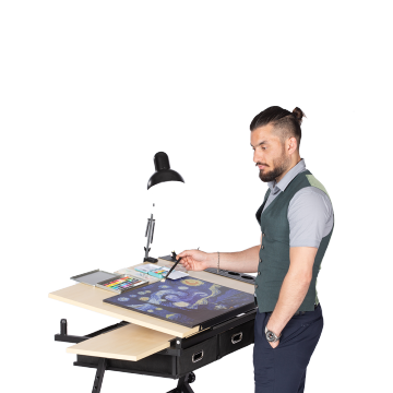 High-Quality Architectural Drafting Table with Storage Drawers: Perfect Art & Craft Workstation