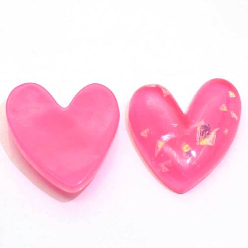 Beautiful Glitter Heart Shaped Resin Cabochon 100pcs Flatback Beads Slime DIY Craft Decoration Beads Charms