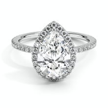 18K WG Pear Cut Lab Diamond Engagement Ring