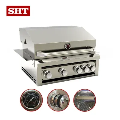 New Design Easily Assembled Outdoor Stainless Steel Built in 4 Burners BBQ Grill
