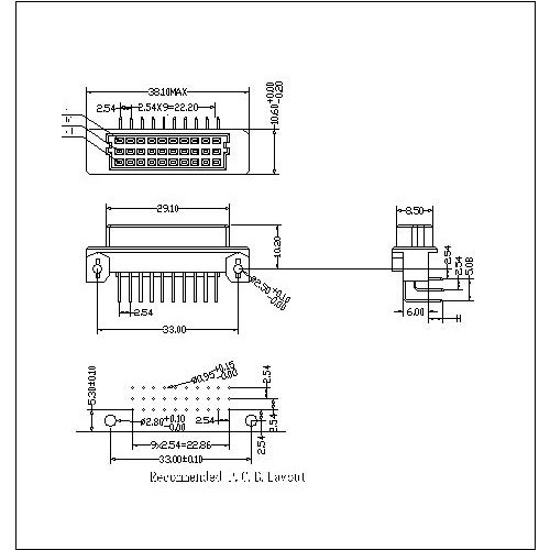 DFR-XX-XXX-320 Right Angle Female Type 0.33R Connectors 30 Positions-Model