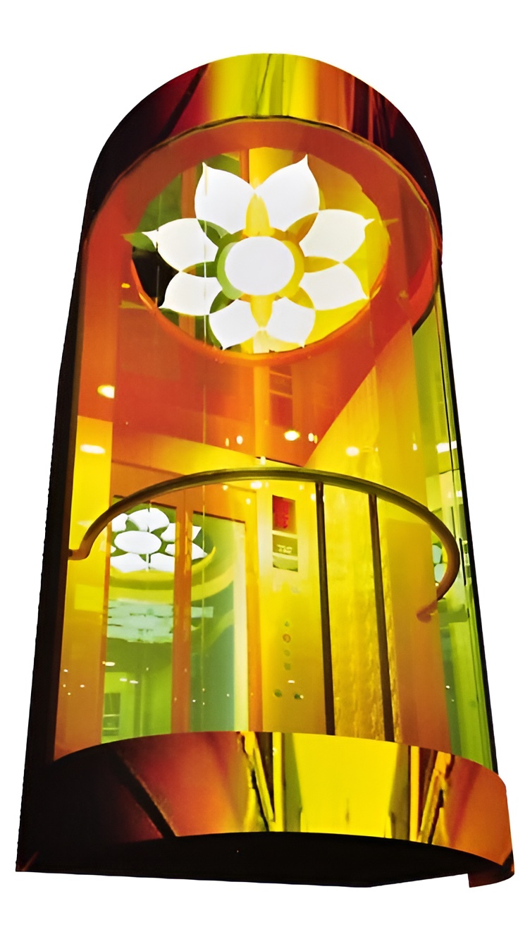 Elevador de cápsula de espejo dorado para elevadores de pasajeros