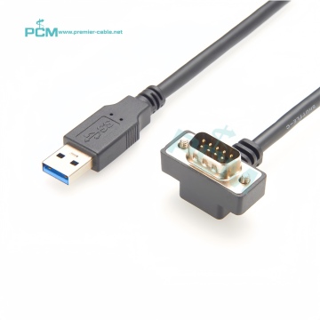 FTDI RS232 USB to DB9 Male 5Pin Down-Up Angle 90 Degree Serial Cable for Cash Register and Barcode Scanner