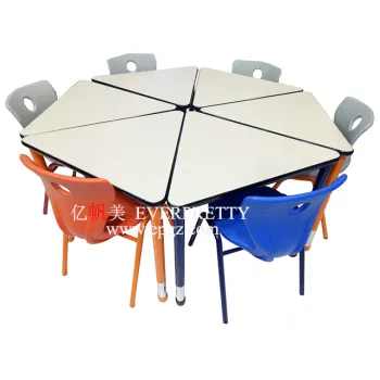Wooden Combination Reading Tables and Chairs for 6 Kids - Kindergarten Furniture