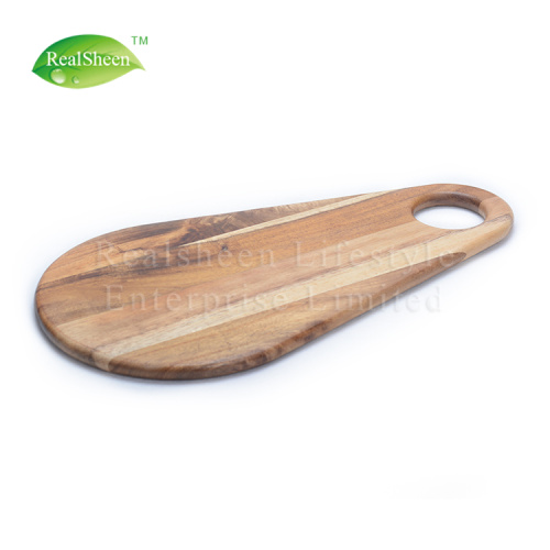 Tabla de cortar de madera de acacia ovalada de diseño moderno