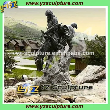 casting bronze man statue with horse for garden decoration