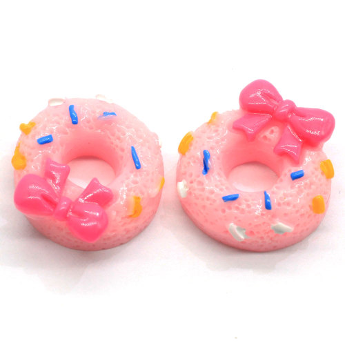 Wholesale 15mm Kawaii Bowknot Donuts Resin Decoration Craft Flatback Cabochon Simulation Food DIY Scrapbooking Phone Hair Bow