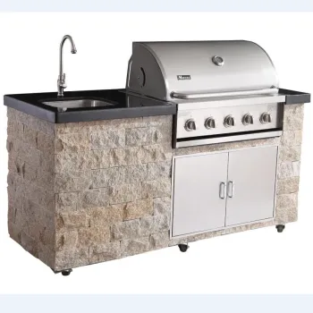 Commercial Outdoor Gas Grill Trolley: 6 Burners Moveable Party BBQ Machine for All-Season Use