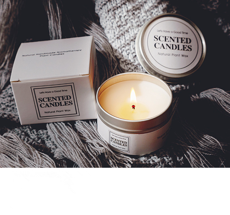 Соевая воскная духмяная свечка ў залатой бляшанцы