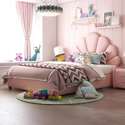 HJ HOME Princess Style Kids Bed - Modern Upholstered Children's Furniture