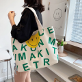 Smiley Letters Print with Zipper Tote Bag