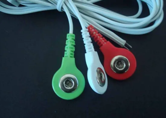 Three Colors Snap Electrodes Wires / Customized Lead Wire / Electric Copper Lead Cable, 1.5m  Tens Lead Wires