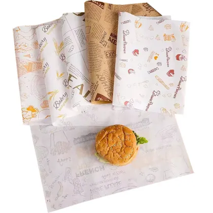 Custom Printed Burger Sandwich Parchment Wrapping Paper - Anti-Oil