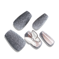 Square short crystal butterfly frosted false nails