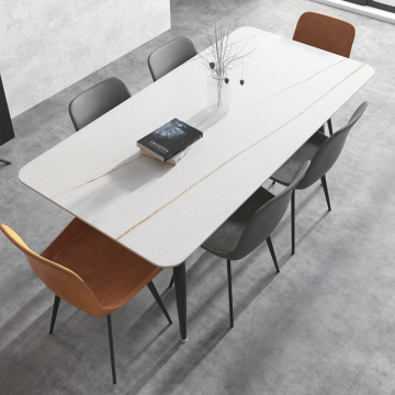Luxury Sintered Stone Top Dining Table Set with Recycled Pine Chairs for 6-8 Seats
