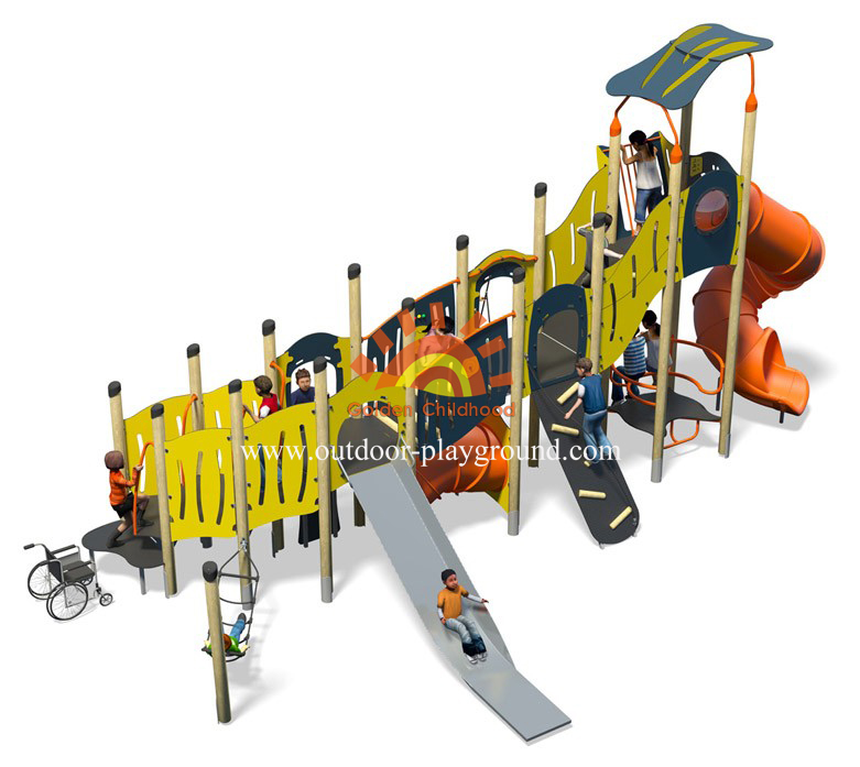 outdoor mutiplay structure playground plastic slide structure