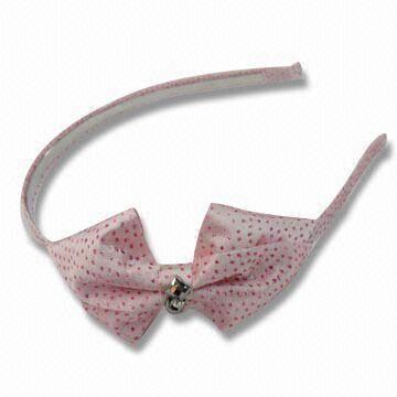 Princess Headband in Pink, Covered with Dotted Fabric, Safe and Eco-friendly