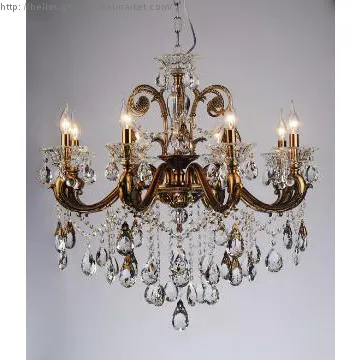 Dark Bronze Glass and Crystal Chandelier Lighting H5041-8