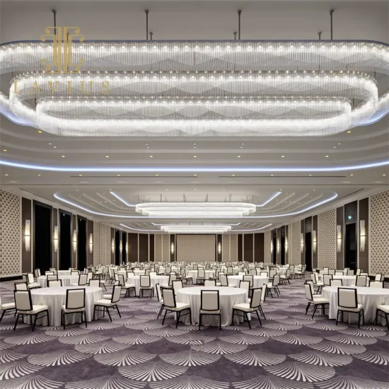 Oversized Rectangle Crystal Led Banquet Hall Chandelier