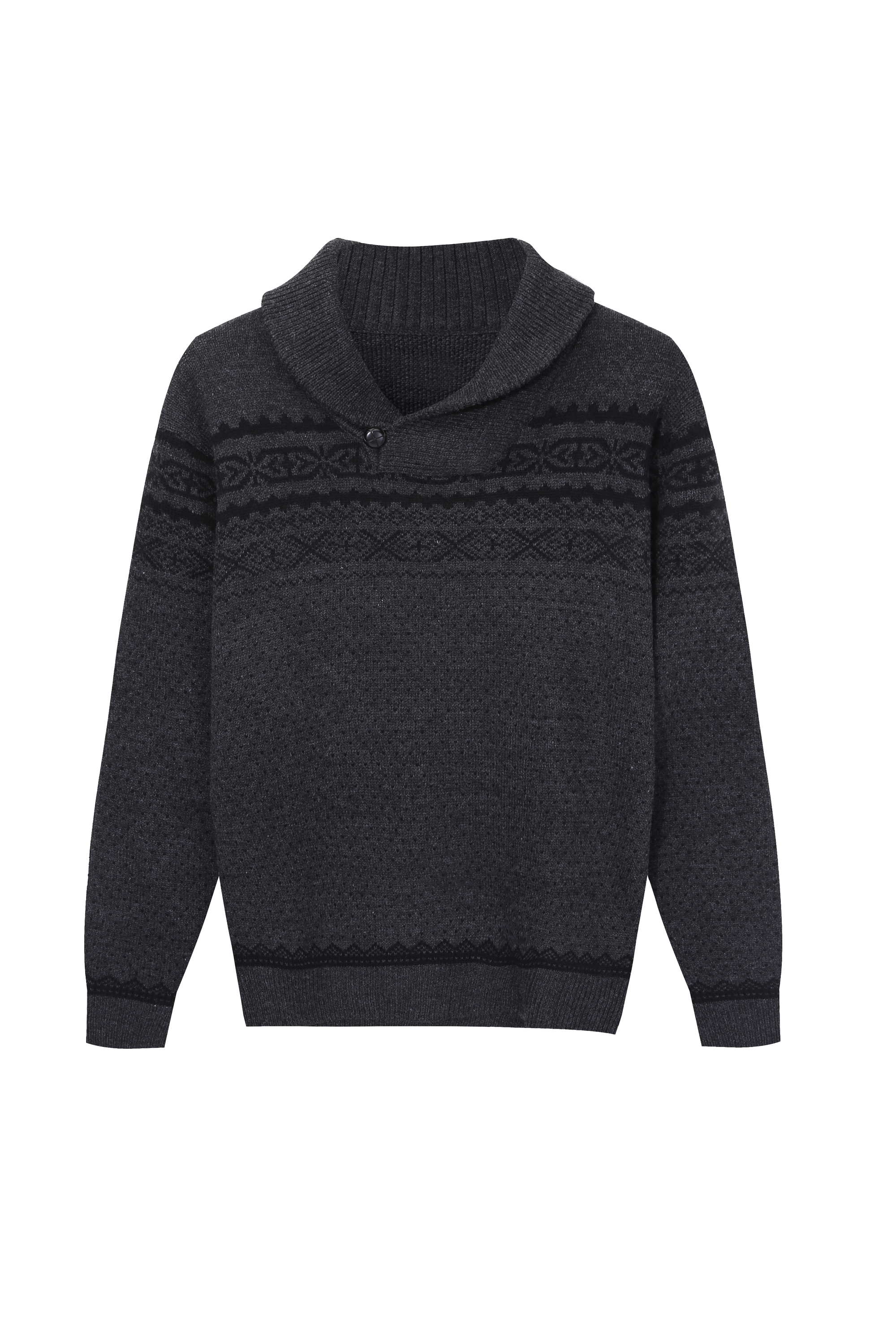 Men's Fashion Shawl Collar Pullover Jacquard Knitwear