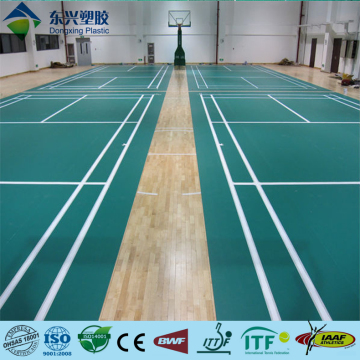 Portable used synthetic bwf approved indoor badminton flooring