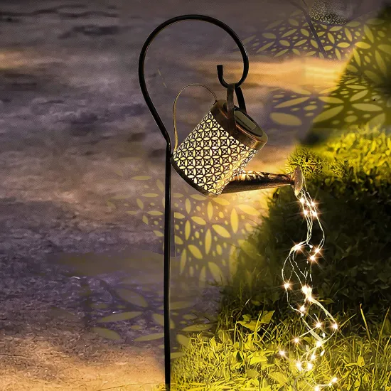 Solar Garden Light - Hotsale Creative Hollow Out Iron Art Kettle Watering Can Landscape Light
