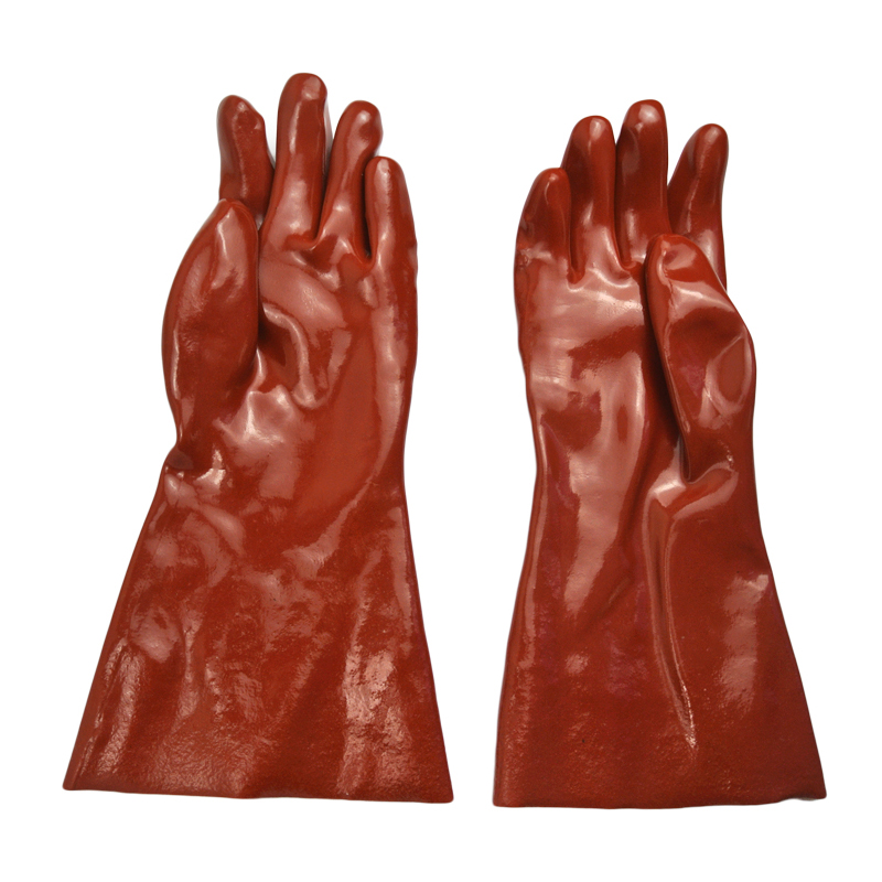 Guanti rivestiti in PVC rosso scuro 14 &#39;&#39;