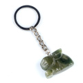 Fancy Jasper Handmade Craved 1.0 Inch Rabbit Pendant 7 Chackra Key Chain