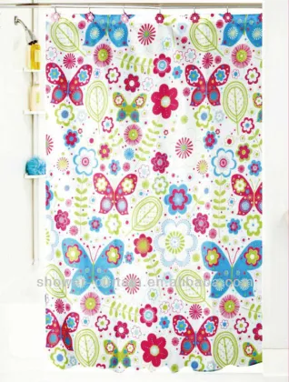 butterfly shower curtain with bath rug sets