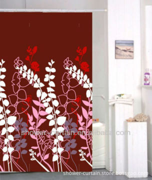polyester leaf printd shower curtain