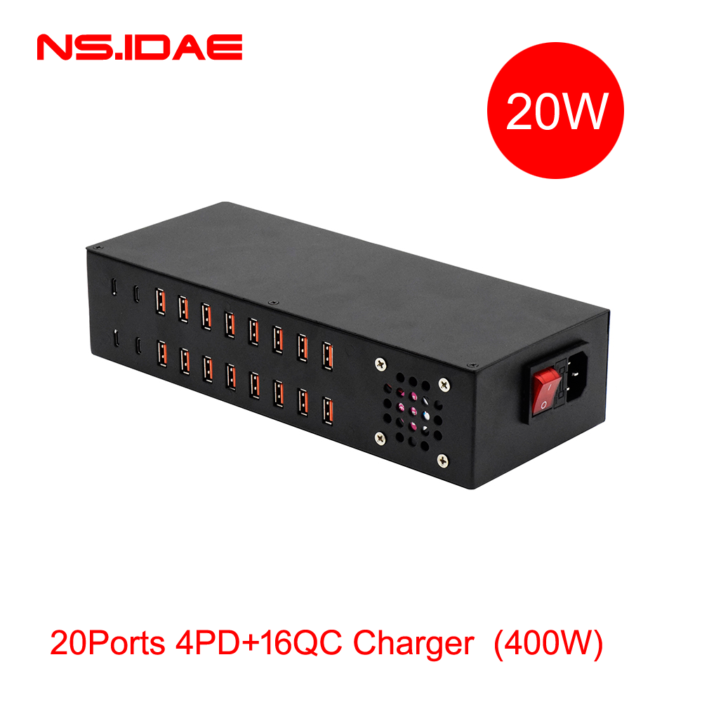 Chargeur 400w de 20pd 4pd + 16qc 400W