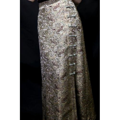 falda de seda verde claro