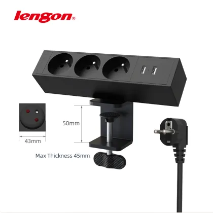 Desk Clamp Power Socket with Lengon Fixing for Conference Tables