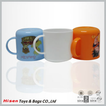 Red and yellow coffee mugs with spoon