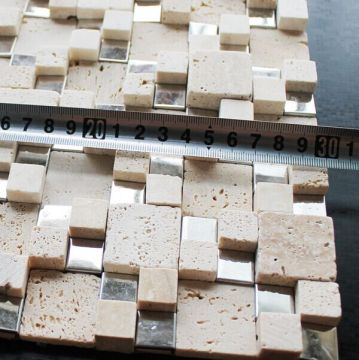 3D Marble Mix Stainless Steel Mosaic Tiles for Bar/Hotel