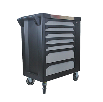 Professional Grade Rolling Tool Cabinet with Stainless Steel Top and Key Lock for Warehouse and Repair Shop Use - Grey